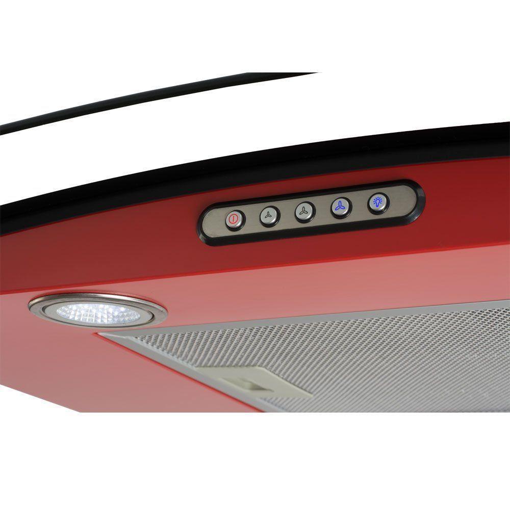 Coifa De Parede 90cm Vidro Curvo Slim Fogatti Vermelho 110V - 4