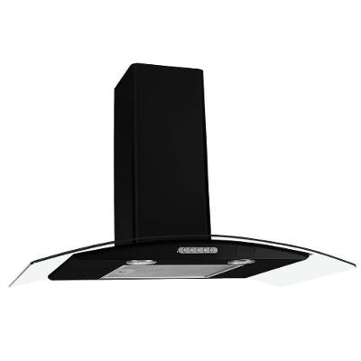 Coifa de Parede Fogatti Vidro Curvo Duto Slim Black 80cm Vidro Temperado Preto 110V