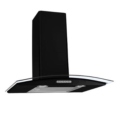 Coifa de Parede Fogatti Vidro Curvo Duto Slim Black 60cm com LED Preto 110V