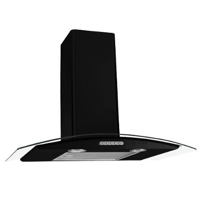 Coifa de Parede Fogatti Vidro Curvo Duto Slim Black 70cm Temperado Led Preto 110V