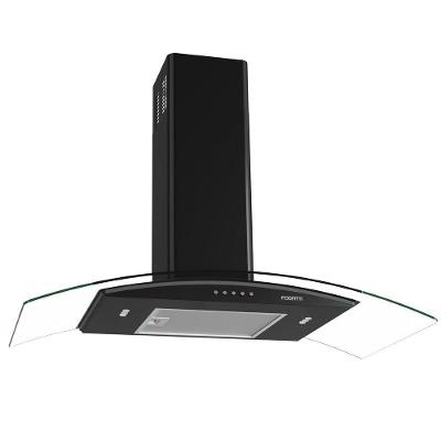 Coifa de Parede Fogatti Clean Vidro Curvo Black 90cm com Led Preto 110V