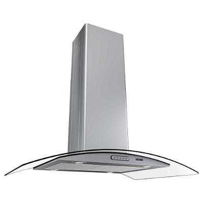 Coifa de Ilha Fogatti Coifa Ilha 90cm Vidro Curvo Inox com Controle Touch e Filtro de Carvão Ativado
