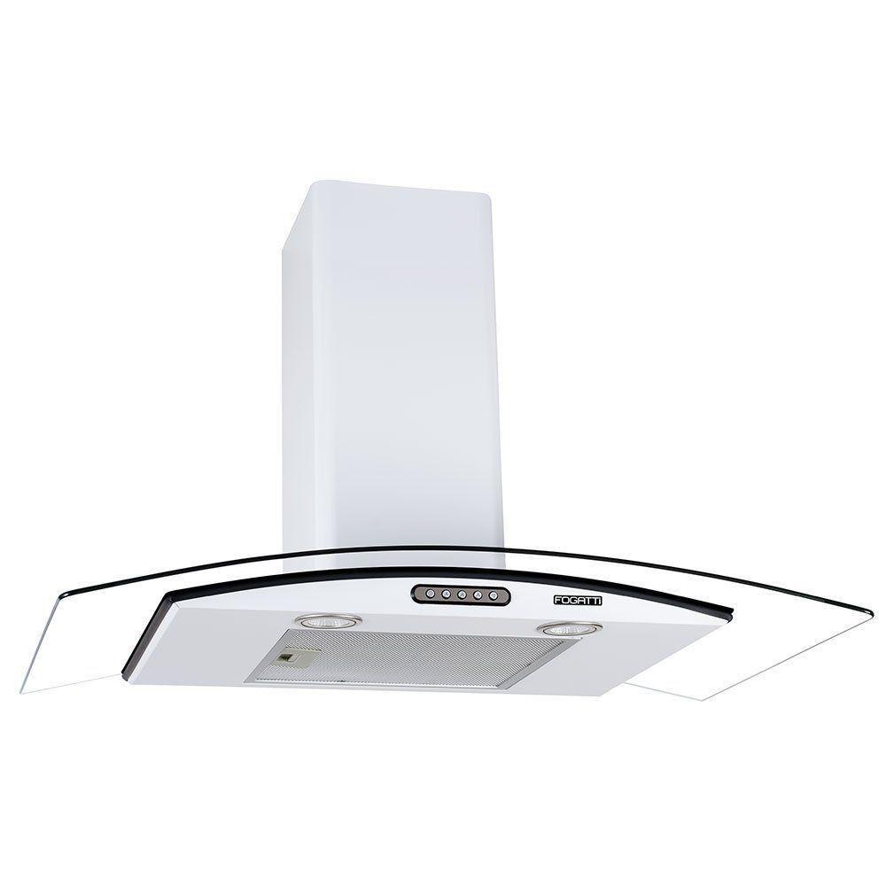 Coifa De Parede 90cm Vidro Curvo Slim Fogatti Branco 110V - 1