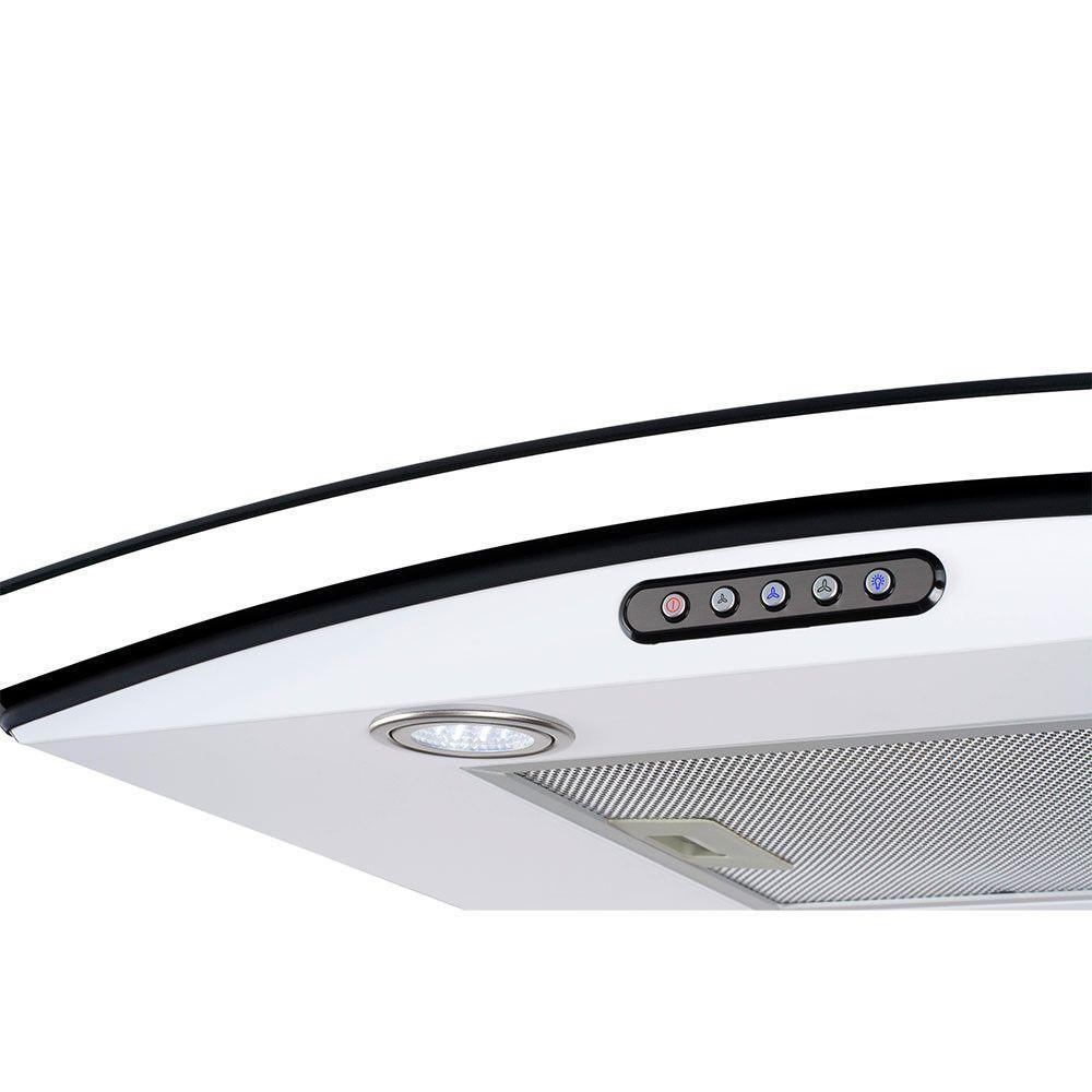 Coifa De Parede 90cm Vidro Curvo Slim Fogatti Branco 110V - 4