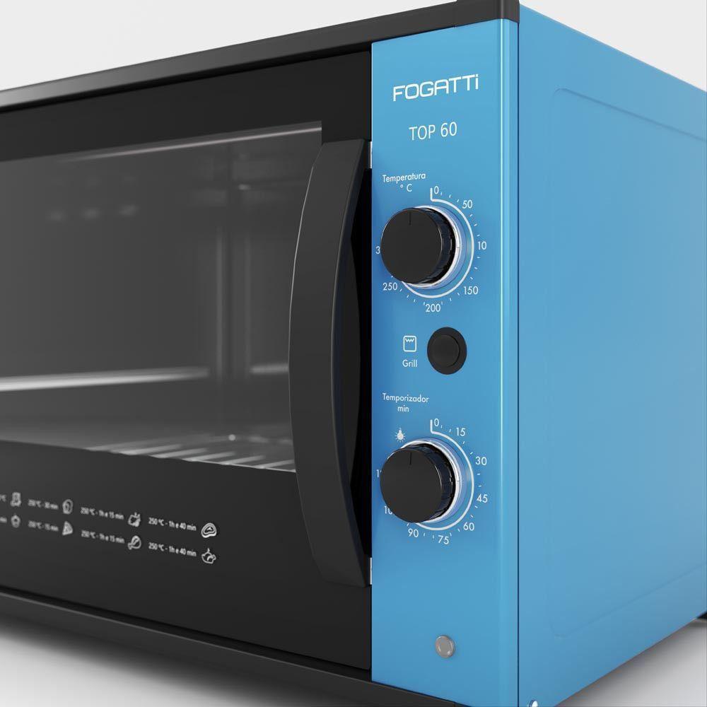 Forno Fogatti Elétrico Bancada Top 60Litros Azul 110V - 4