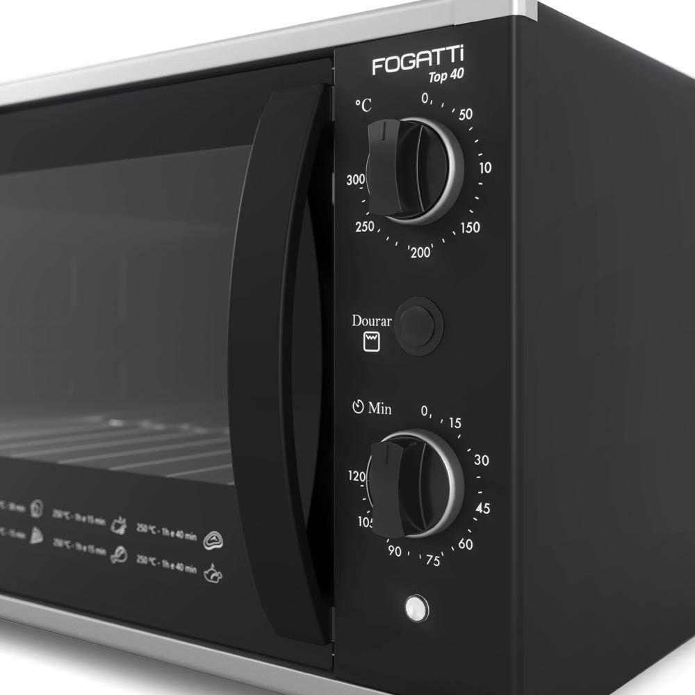 Forno Elétrico De Bancada 40Litros Fogatti Top 40Black Preto 110V - 4