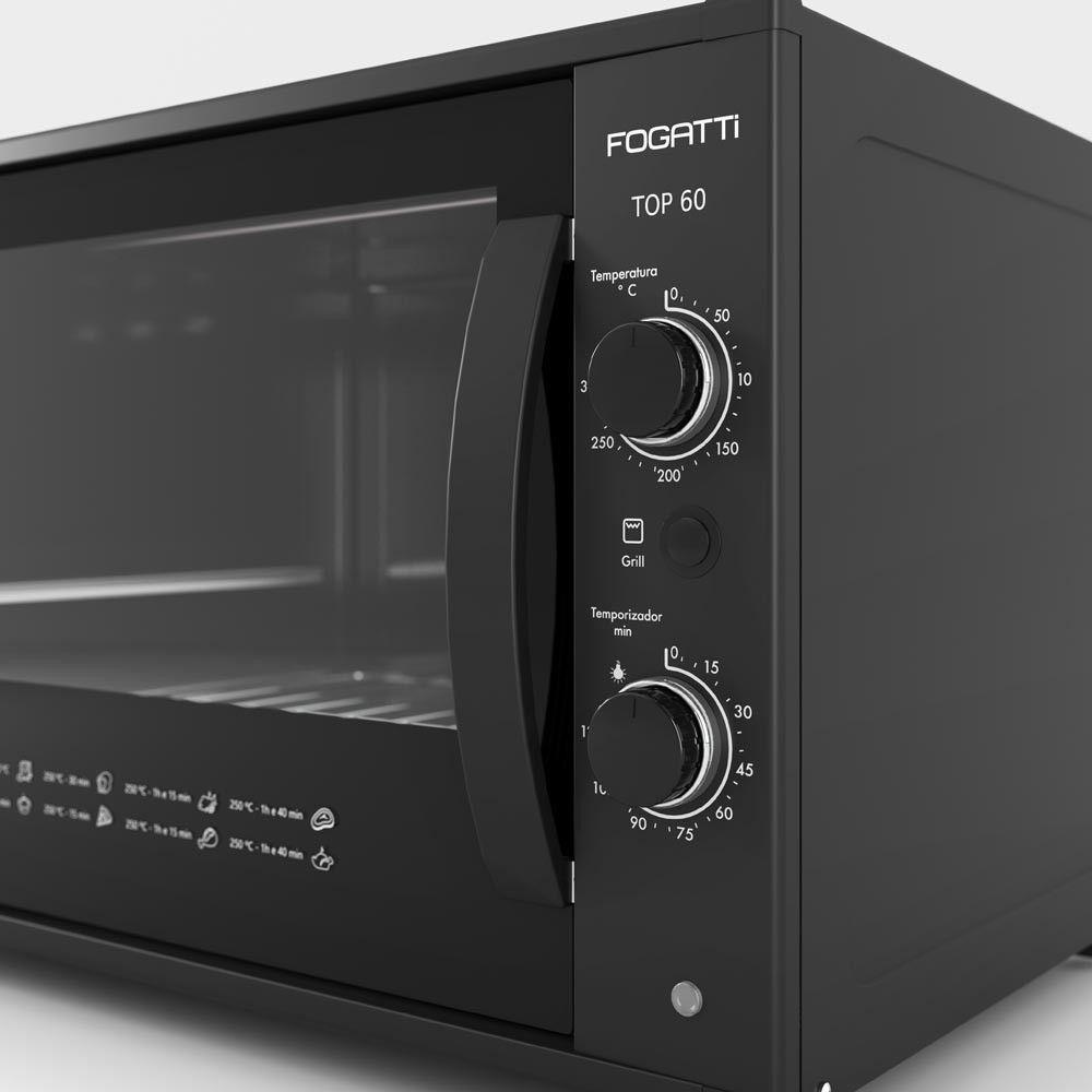 Forno Fogatti Elétrico Bancada Top 60Litros Black 110V - 4
