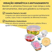 Kit 6 Tampas Silicone Universal Pote Panela Forma Reutilizável Elástico - 4