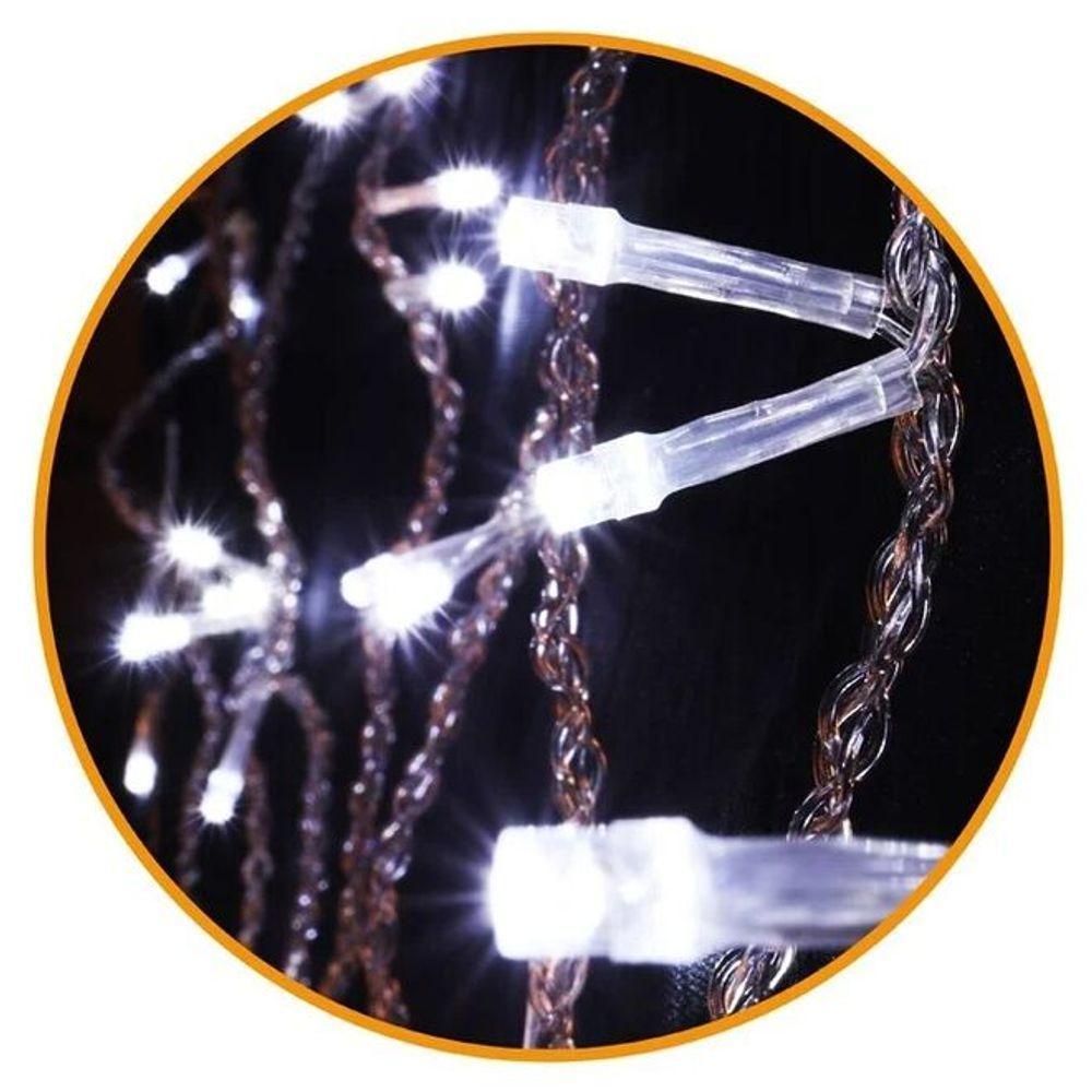 Cortina De Luz Natalina Branca Com 100 Led - 1,5m, Atmosfera Mágica Para Suas Festas - 2
