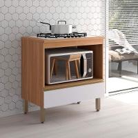 Balcão Armário Macadâmia 800mm Telasul P/cooktop 5 Bocas Freijó/branco - 1