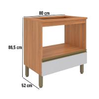 Balcão Armário Macadâmia 800mm Telasul P/cooktop 5 Bocas Freijó/branco - 3