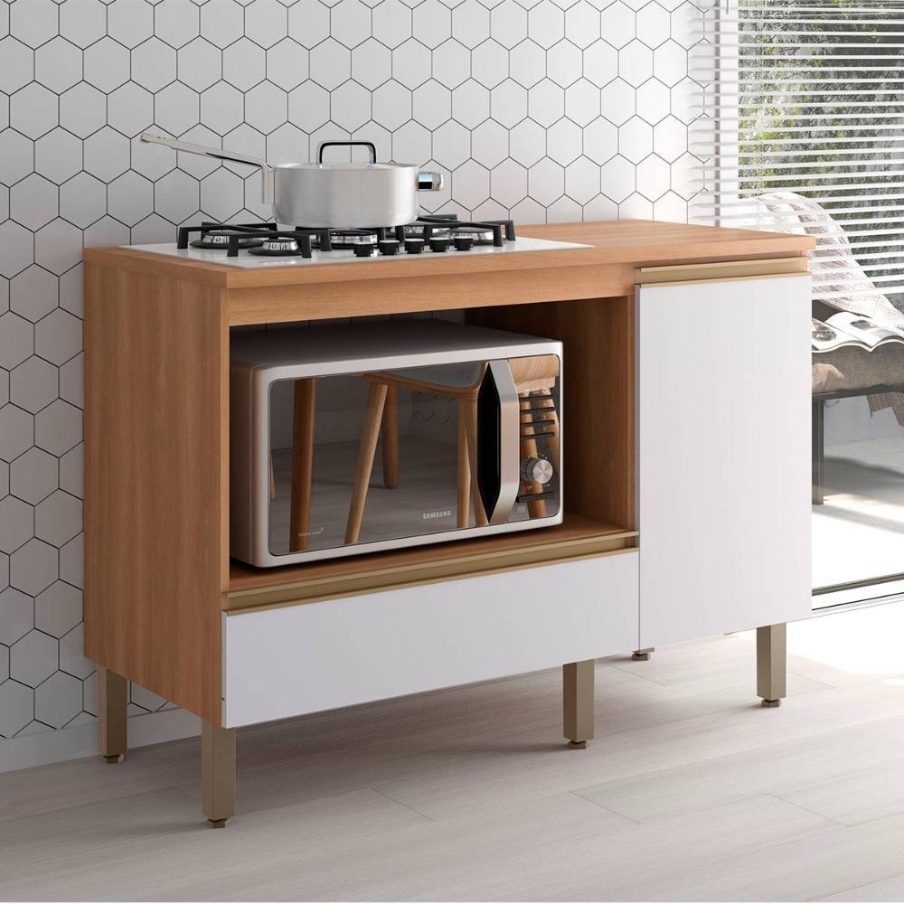 Balcão Macadâmia 1200mm P/cooktop 5 Bocas Freijó/branco - 1