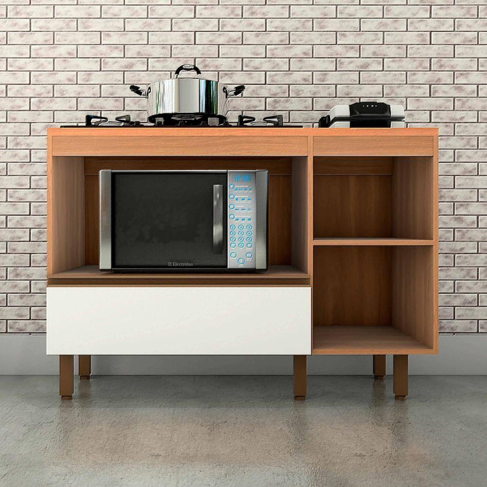 Balcão Macadâmia 1200mm P/cooktop 5 Bocas Freijó/branco - 2