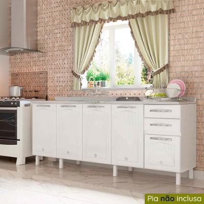 Balcão De Cozinha De Aço Telasul Star 5 Portas Para Pia Branco