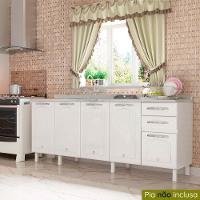 Balcão De Cozinha De Aço Telasul Star 5 Portas Para Pia Branco - 1