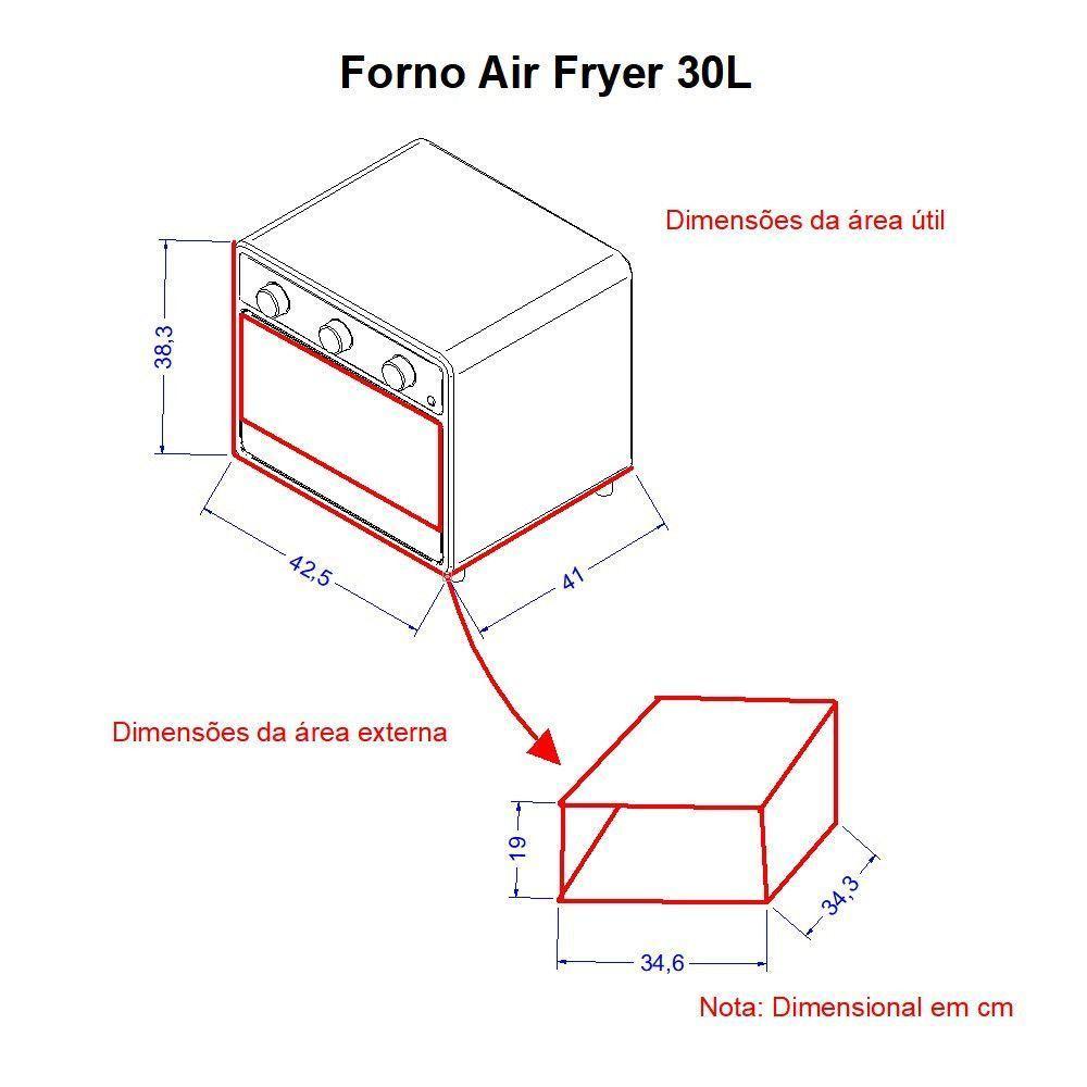 Forno Air Fryer 30l Fogatti - Multifunções Preto 110V - 8