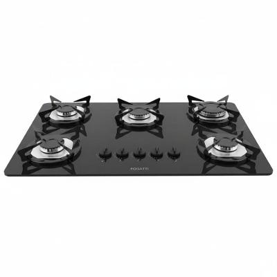 Cooktop Fogatti à Gás Fgt 5b Vidro Preto Flange Inox Preto Bivolt