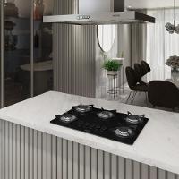 Cooktop Fogatti à Gás Fgt 5b Vidro Preto Flange Inox Preto Bivolt - 2