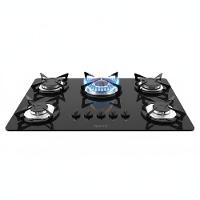 Cooktop Fogatti à Gás Fgt 5b Tc Vidro Preto Flange Inox Preto Bivolt - 1