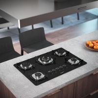 Cooktop Fogatti à Gás Fgt 5b Tc Vidro Preto Flange Inox Preto Bivolt - 2