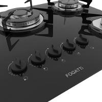Cooktop Fogatti à Gás Fgt 5b Tc Vidro Preto Flange Inox Preto Bivolt - 5