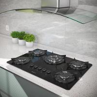 Cooktop Fogatti à Gás Fgt 5b Tc Vidro Preto Flange Esmaltada Preto Bivolt - 2