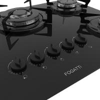 Cooktop Fogatti à Gás Fgt 5b Tc Vidro Preto Flange Esmaltada Preto Bivolt - 5