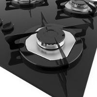 Cooktop Fogatti à Gás Fgt 2b Vidro Preto Flange Inox Preto Bivolt