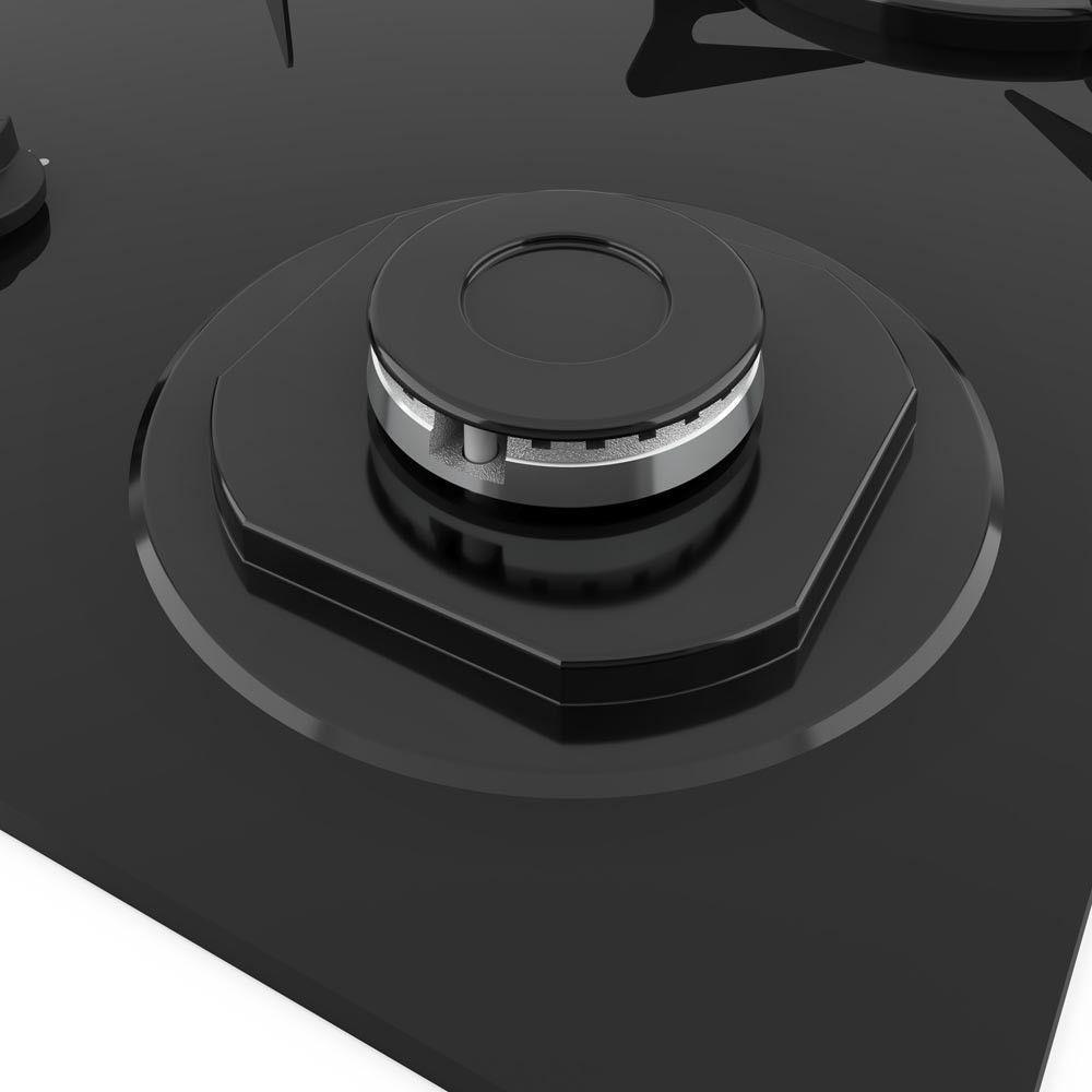 Cooktop Fogatti à Gás Fgt 2b Vidro Preto Flange Esmaltada Preto Bivolt - 6
