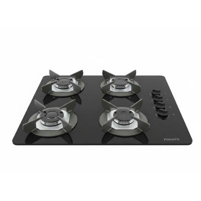 Cooktop a Gás Fogatti Safe 4 Bocas Vidro Temperado Preto Bivolt