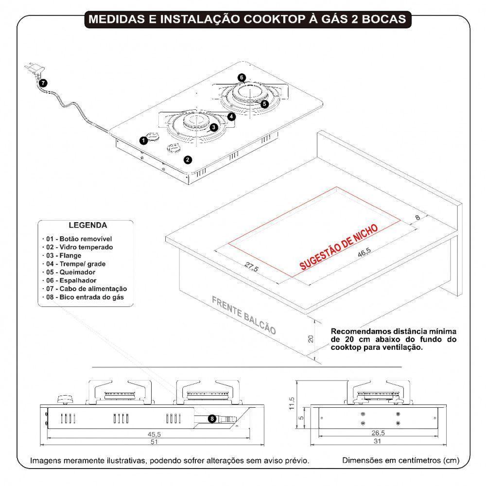 Cooktop Fogatti Safe Ferro Fundido 2 Bocas A Gas Preto Bivolt - 3
