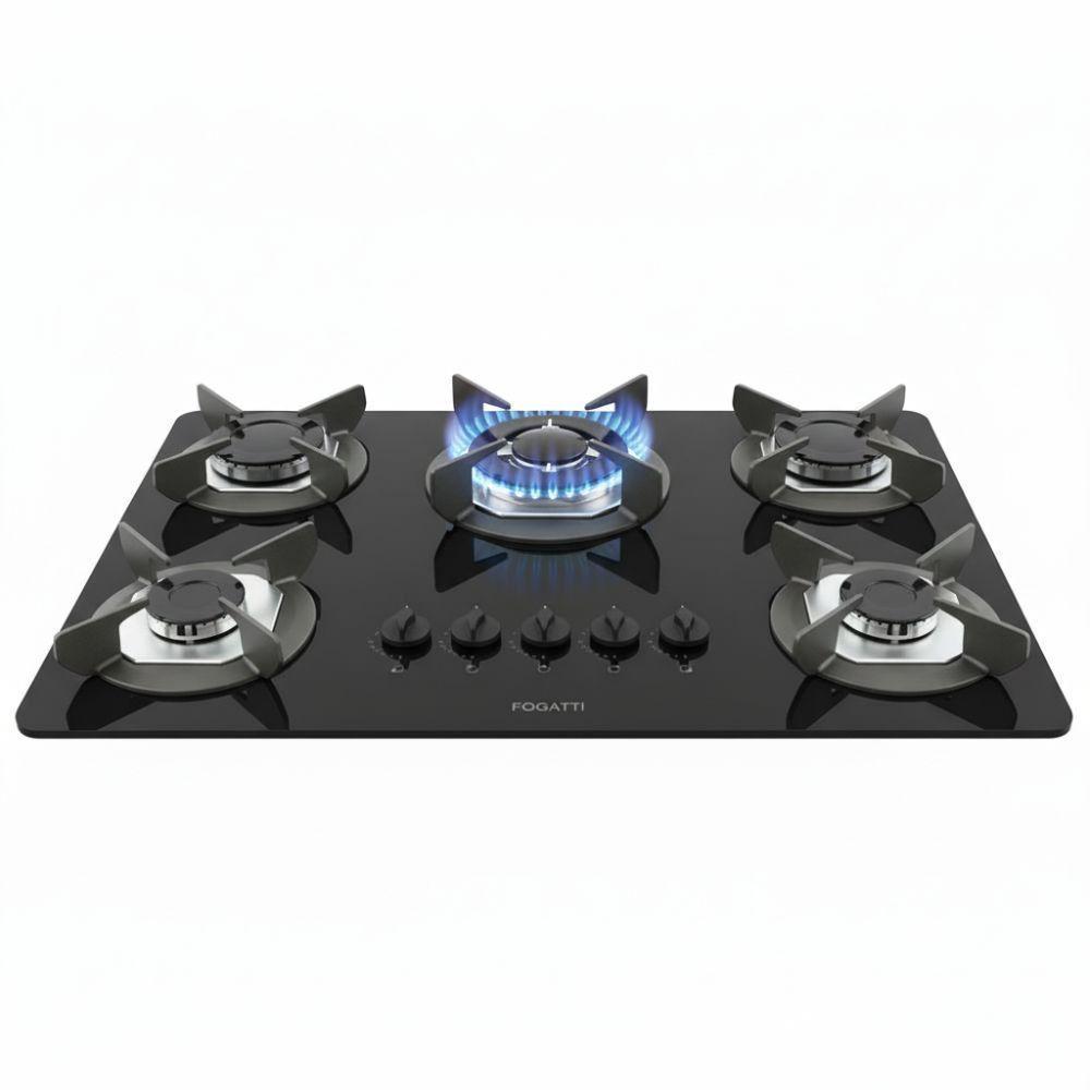 Cooktop Fogatti Safe 5 Bocas Tripla Chama GLP Preto Bivolt - 2