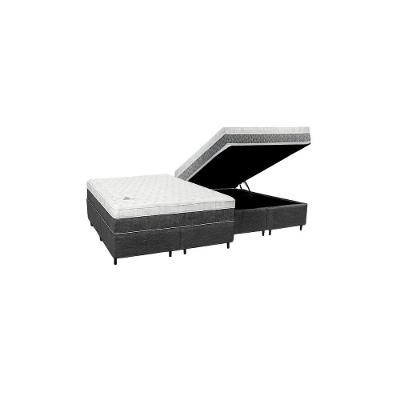 Cama Box Baú Queen Suede + Colchão Aspen Espuma D33 Luckspuma Super Firme 158x198x62 Cinza