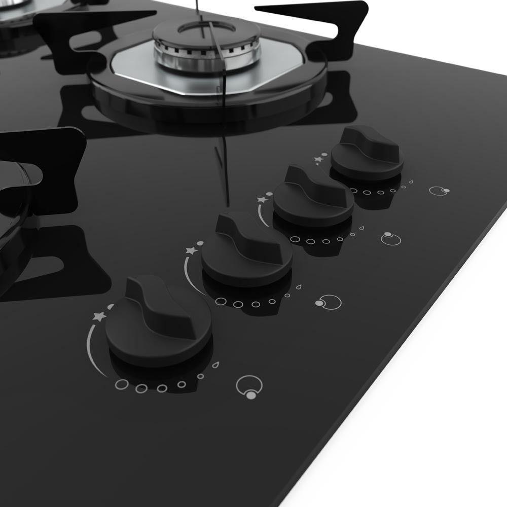 Cooktop Fogatti Fgt 4 Bocas Vidro Preto Flange Inox Bivolt - 5