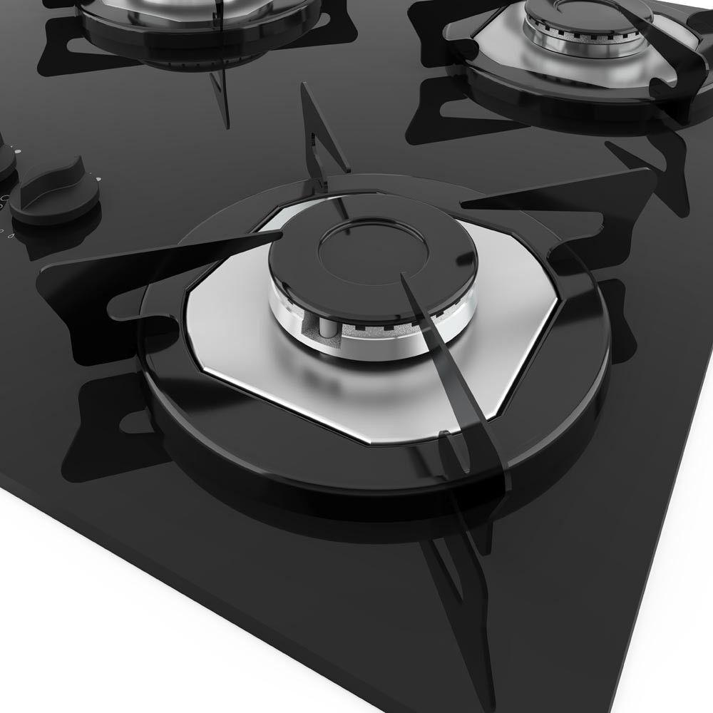 Cooktop Fogatti Fgt 4 Bocas Vidro Preto Flange Inox Bivolt - 6