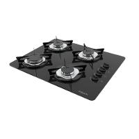 Cooktop Fogatti Fgt 4 Bocas Vidro Preto Flange Inox Bivolt