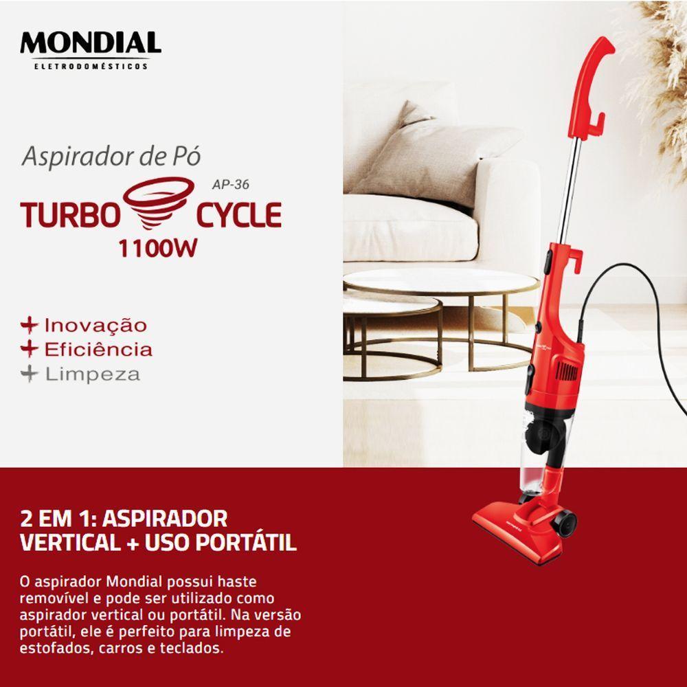 Aspirador De Pó Vertical Mondial Turbo Cycle AP36 1100W 110V - 9