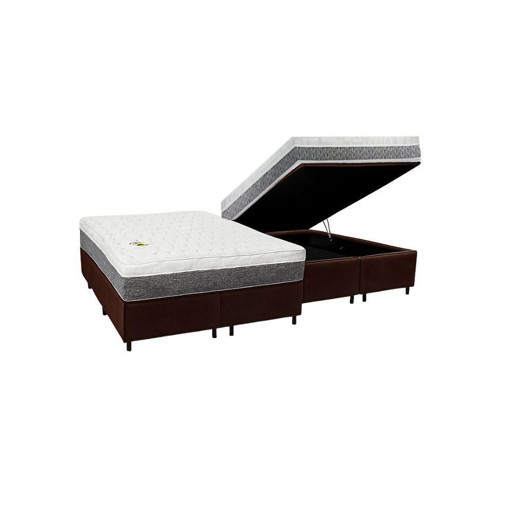 Cama Box Baú Queen Suede + Colchão Aspen Espuma D33 Luckspuma Super Firme 158x198x62 Marrom - 1