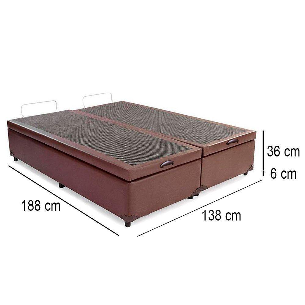 Cama Box Baú Casal Bipartido Whc Sintético Marrom 138x188x42 - 3