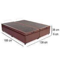 Cama Box Baú Casal Bipartido Whc Sintético Marrom 138x188x42 - 3