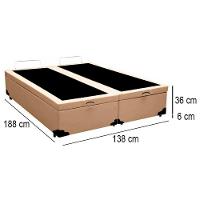Cama Box Baú Casal Bipartido Whc Sintético Bege 138x188x42 - 3