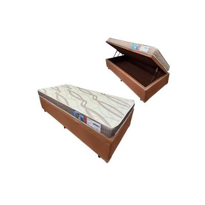 Cama Box Baú Solteiro Suede + Colchão Cali Espuma D23 Toraflex 88x188x54 Marrom
