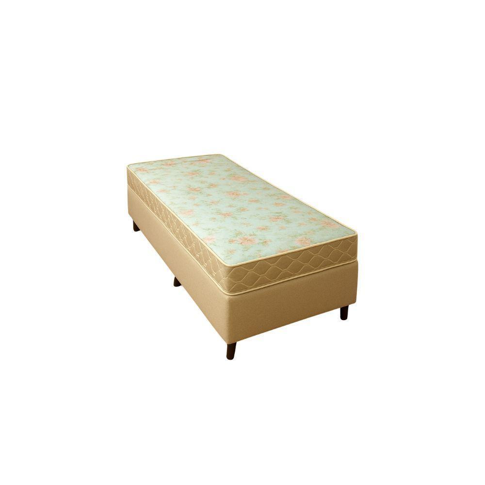 Cama Box Solteiro Sintético + Colchão Cali Espuma D23 Toraflex 88x188x54 Bege - 1