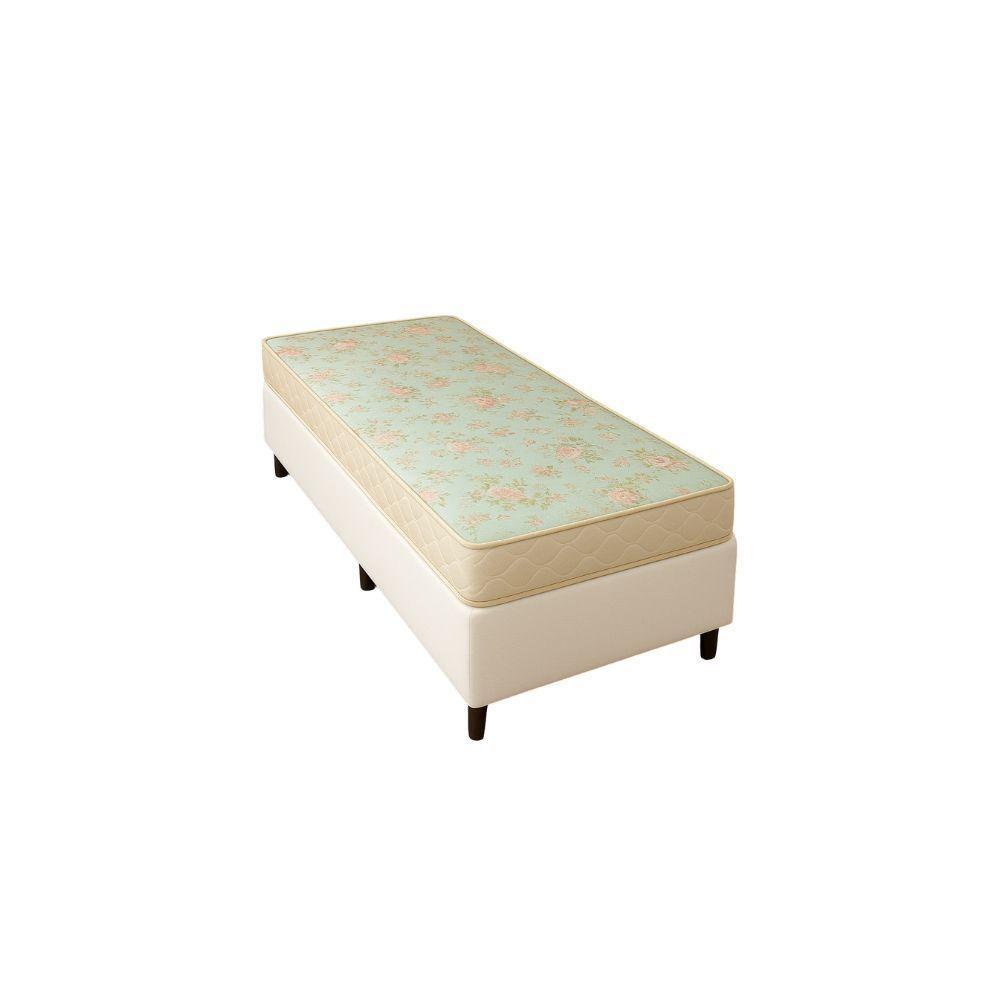 Cama Box Solteiro Sintético + Colchão Cali Espuma D23 Toraflex 88x188x54 Branco - 1