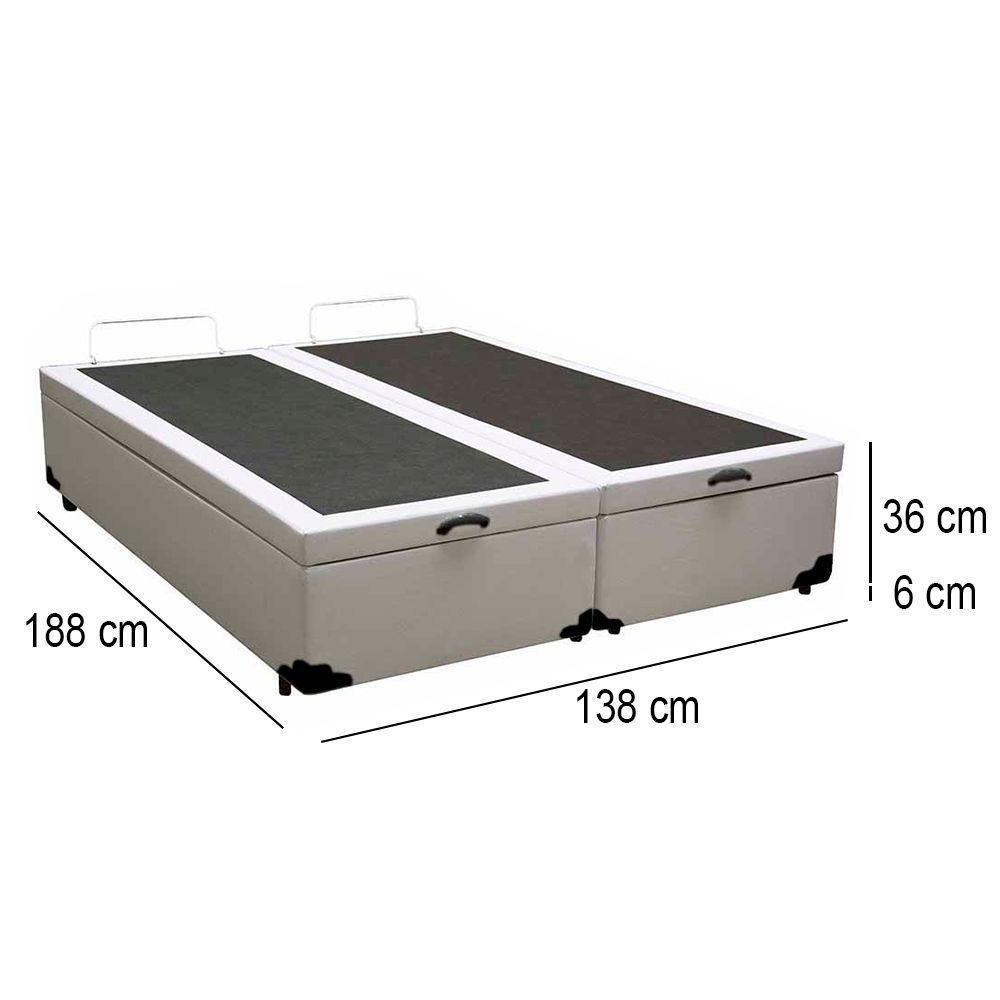Cama Box Baú Casal Bipartido Whc Sintético Branco 138x188x42 - 3