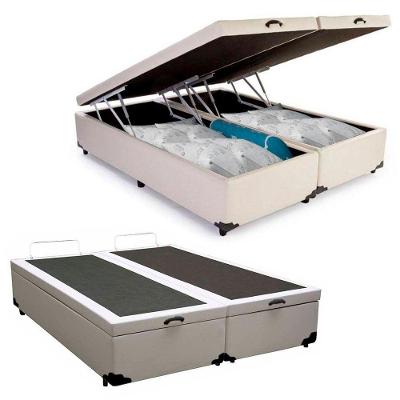 Cama Box Baú Casal Bipartido Whc Sintético Branco 138x188x42