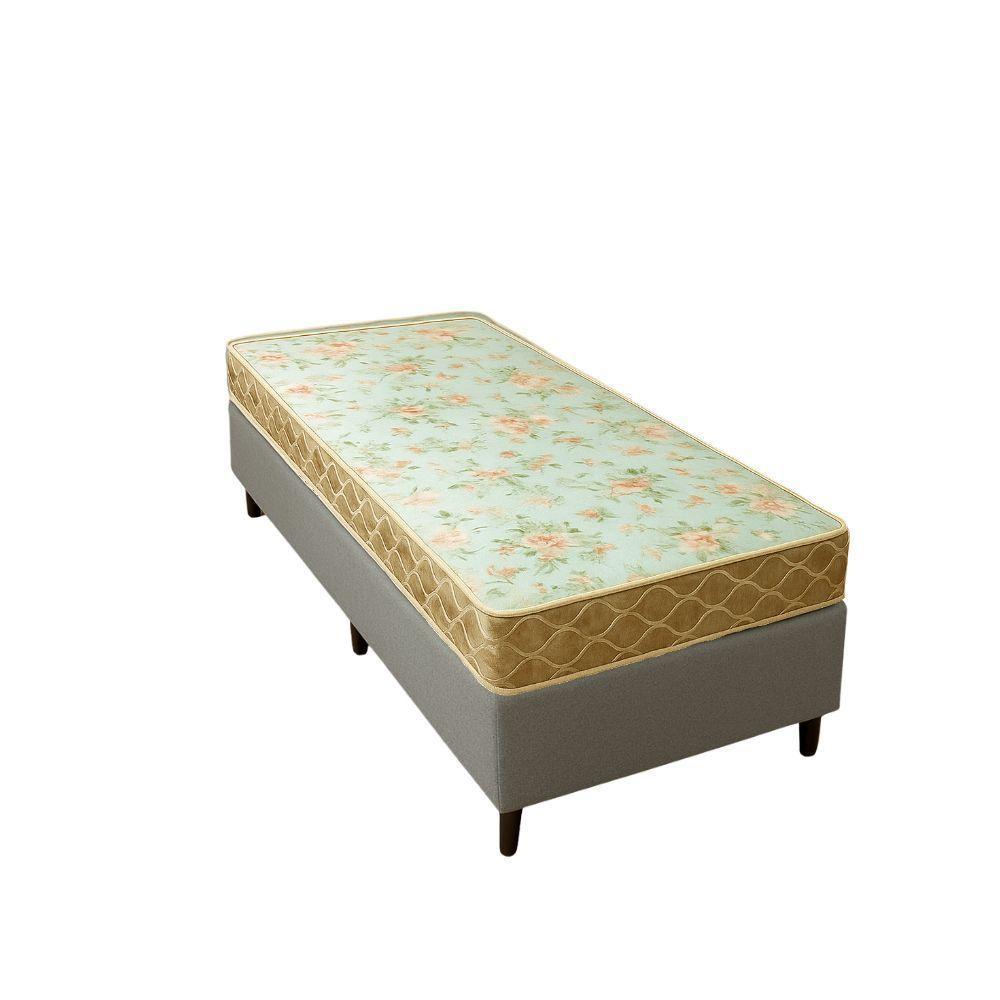 Cama Box Solteiro Suede + Colchão Cali Espuma D23 Toraflex 88x188x54 Cinza - 1