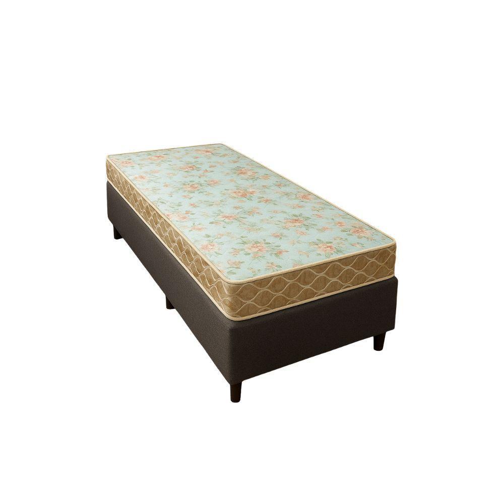 Cama Box Solteiro Sintético + Colchão Cali Espuma D23 Toraflex 88x188x54 Marrom - 1