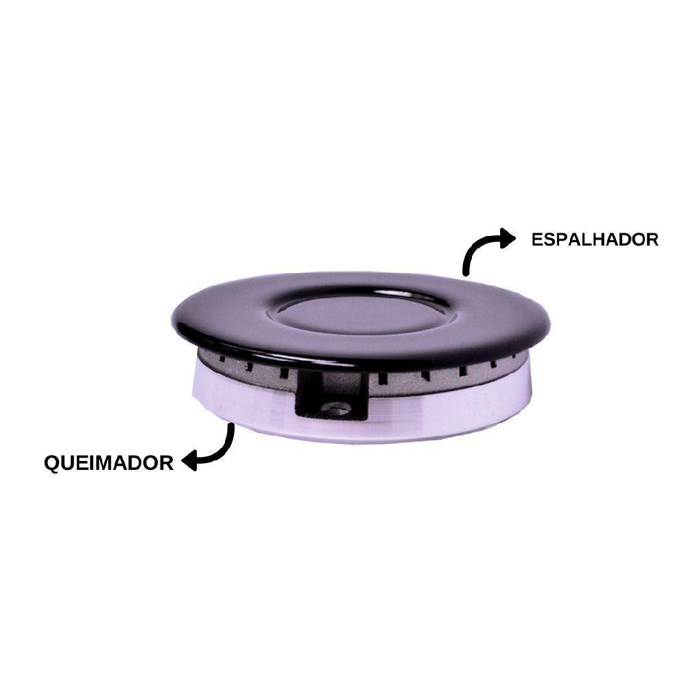Kit Espalhador + Queimador Semi Rápido Médio Sabaf Preto Com Inox - 2