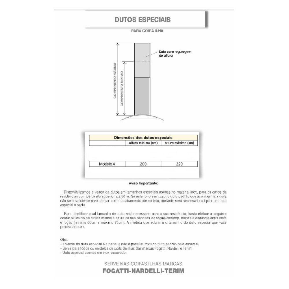 Duto Especial De Inox Para Coifa De Ilha Altura 2 A 2,2m Inox - 2